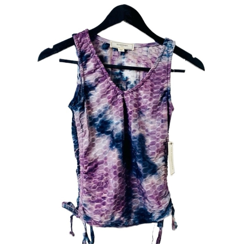 Eileen Fisher Purple Tie-Dye Textured V-Neck Tank Top